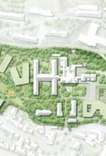 Die Gebäude des neuen LWL-Gesundheitscampus Marsberg sollen sich harmonisch in die Landschaft einfügen - Grafik Kadawittfeldarchitektur