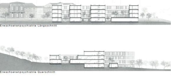 Denkmalgeschützte Gebäude und Neubauten ergänzen sich - Grafik kadawittfeldarchitektur
