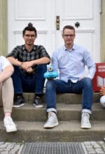 Das Team vom neuen Stadtlabor Arnsberg „FreiRAUM“ mit Azubi Justus Finger, Sebastian Jos-ten und Lars Morgenbrod von „Smart City“ Arnsberg sowie Praktikantin Marzia Rahimi - Foto Stadt Arnsberg