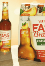 Die Brauerei C. & A. Veltins hat ihr Fassbrause Sortiment erweitert, mit der neuen Geschmacksrichtung Eistee Pfirsich - Foto Veltins