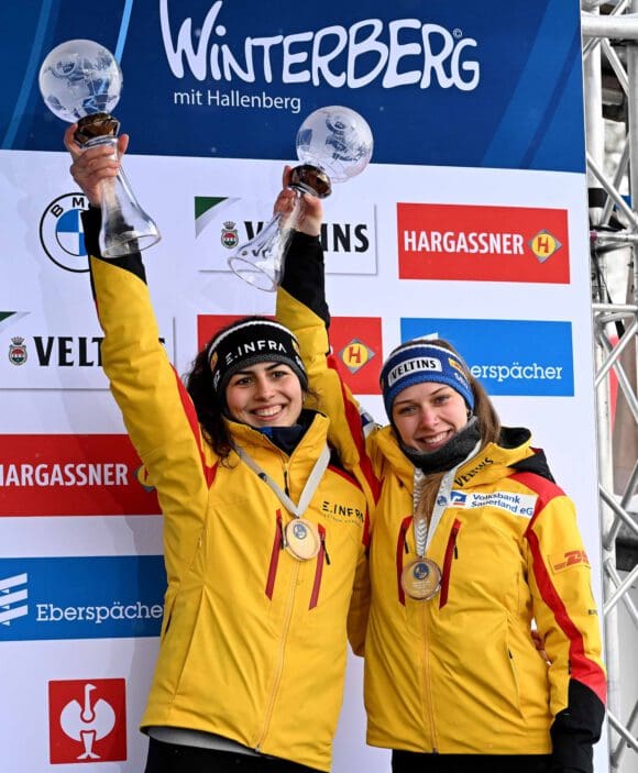 Jessica Degenhardt und Cheyenne Rosenthal beim Weltcup Finale im Februar 2023 in Winterberg - Foto Dietmar Reker