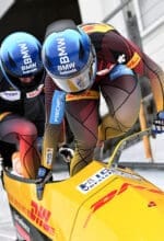 Zweierbob-Rennen in der Veltins-Eisarena in Winterberg. Hier eine Aufnahme aus dem Jahr 2023 - Foto Dietmar Reker / Pressefoto Veltins Eisarena